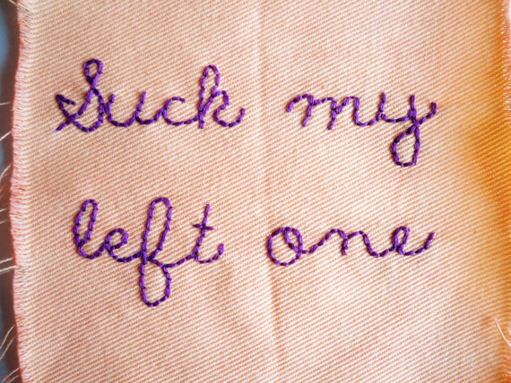 suck my left one embroidered patch by nastynasty on etsy