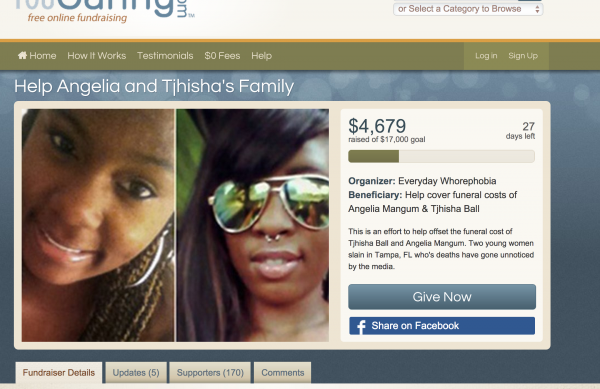 Half of the $17000 fundraising goal for Angelia Mangum and Tjhisha Ball has been met.