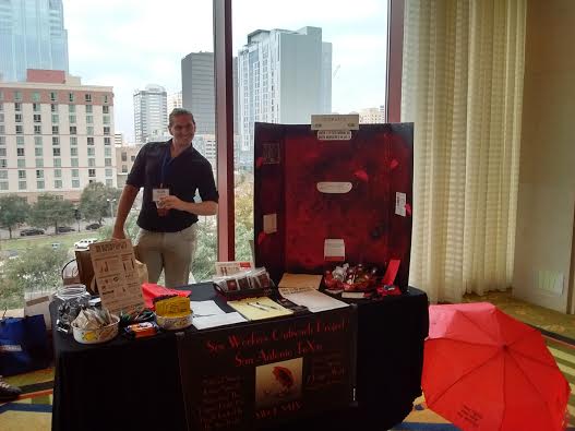 Derek Demeri tabling for SWOP-San Antonio at the 2015 US Human Rights Network conference. (Courtesy of SWOP-USA and local SWOP chapters.)